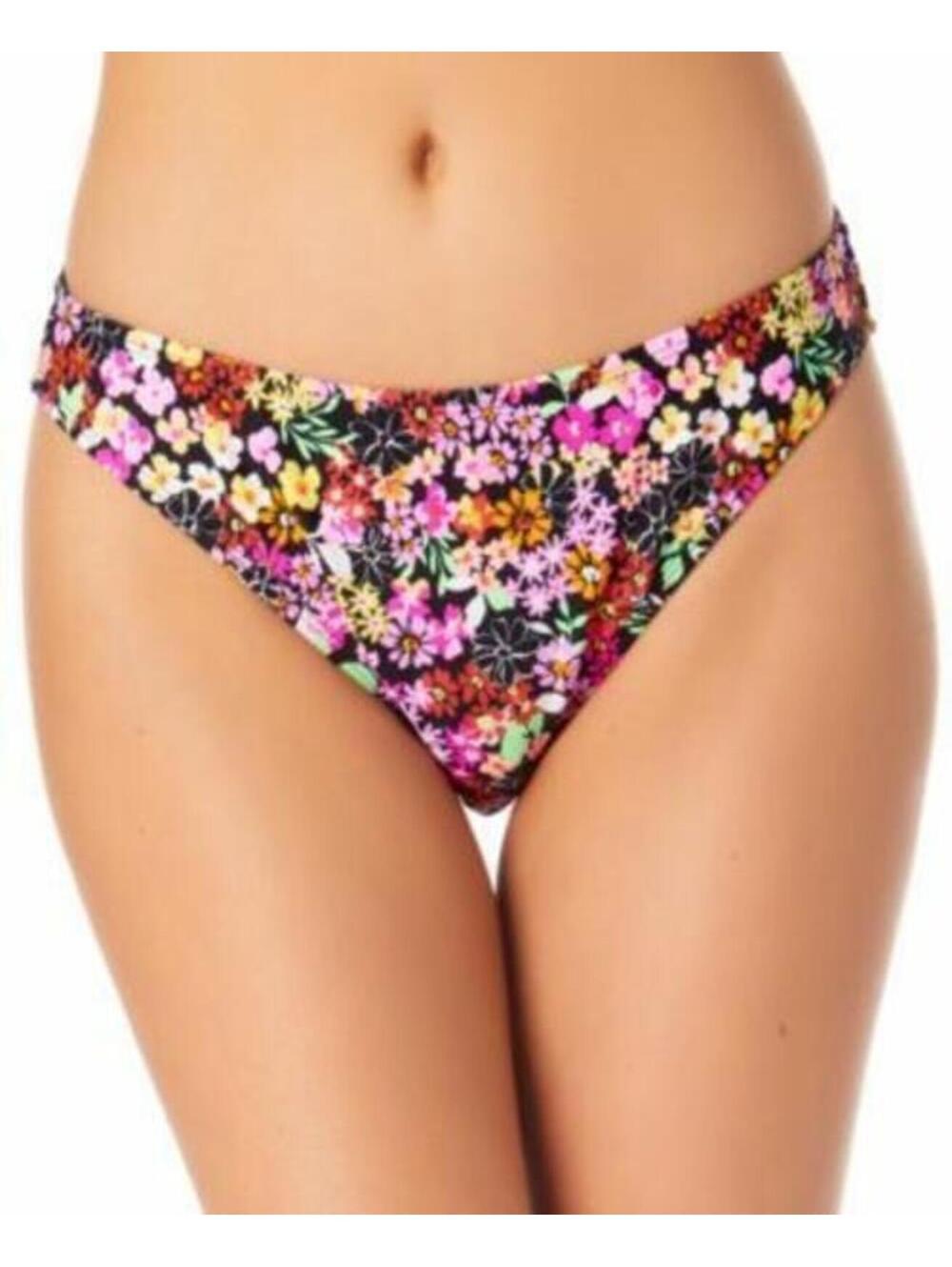 1620 California waves Hipster Bikini Bottom Color BLACK / PInk floral sz L new